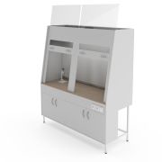 Двухрамный вытяжной шкаф со столешницей из керамогранитной плитки и с сантехникой