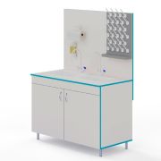 Лабораторный стол-мойка МО НВК 1200 ПП с двумя смесителями (1200×600×1650)